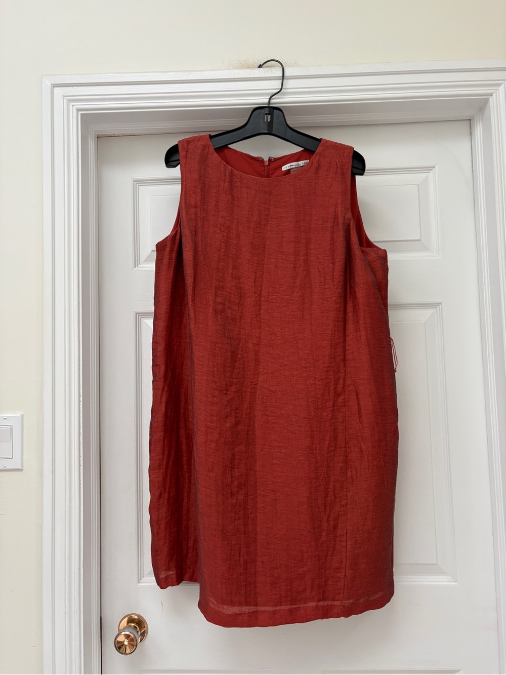 Peter Nygard Sleeveless Rust-Red Midi Dress size 16 petite